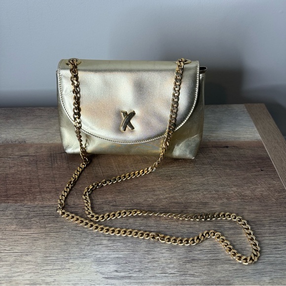 PALOMA PICASSO Vintage Gold X Bag Crossbody Chain Strap Snap Closure *Flaw* - Picture 5 of 16